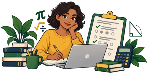 Learner taking a math practice test