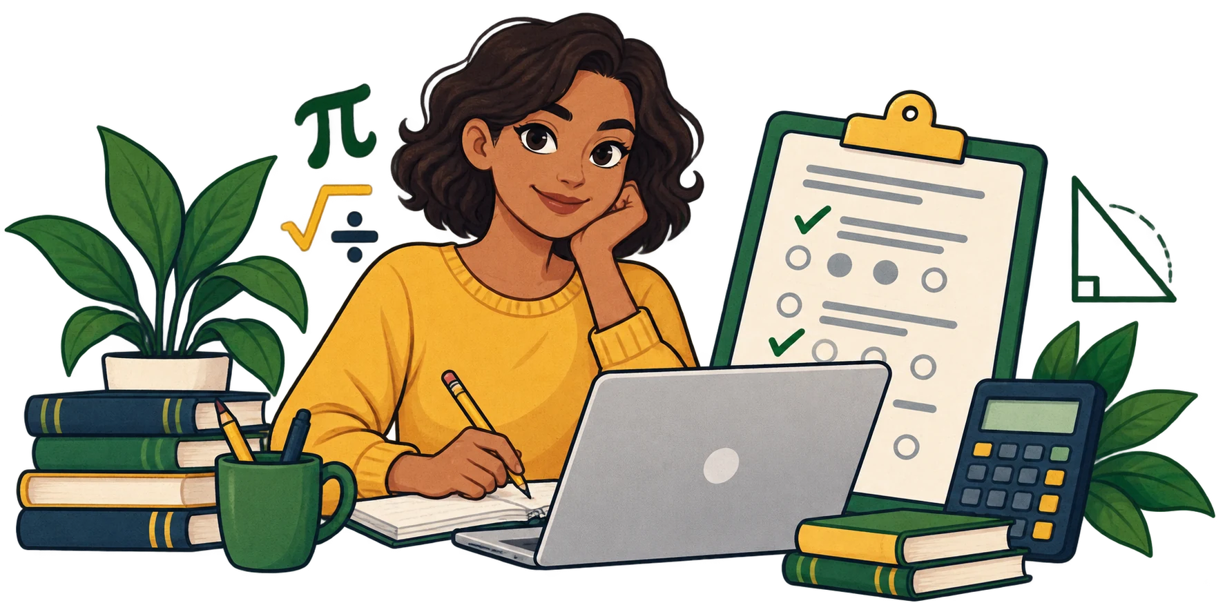 Learner taking a math practice test