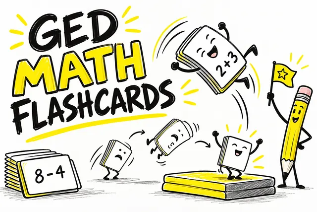 GED MATH FLASHCARDS — flipbook doodle with original handwritten lettering.