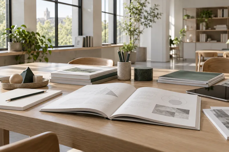 Learning materials arranged in a bright studio. Illustrative concept.
