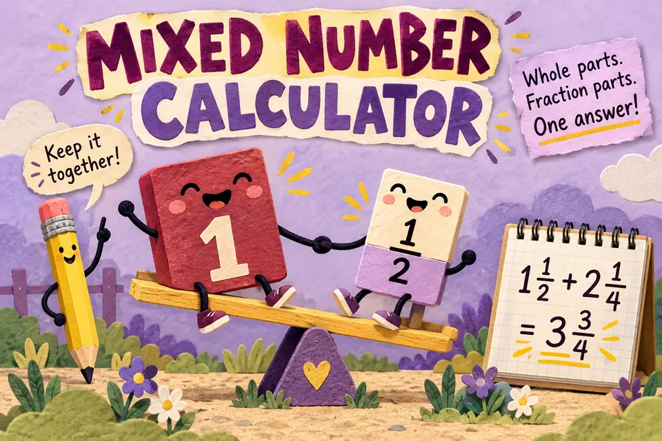 Mixed Number Calculator (Add, Subtract, Multiply, Divide with Steps)